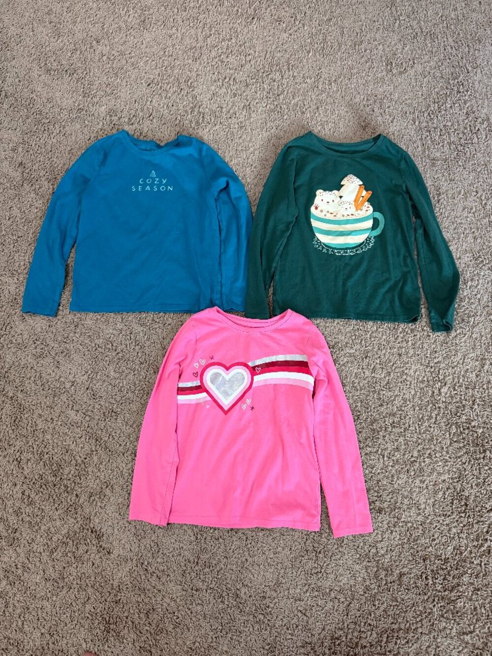 Cat & Jack Girls' Long Sleeve Tees (Multicolor) Size 8